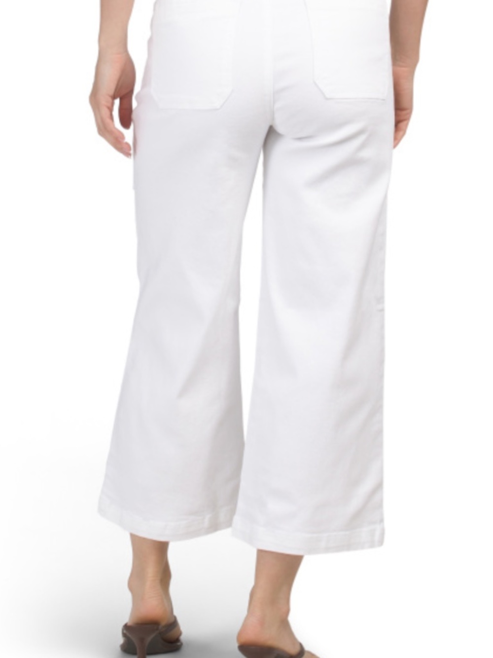 DEMOCRACY Ab Tech High Rise Patch Wide Leg Ankle White Jeans Size 10 - Picture 2 of 7
